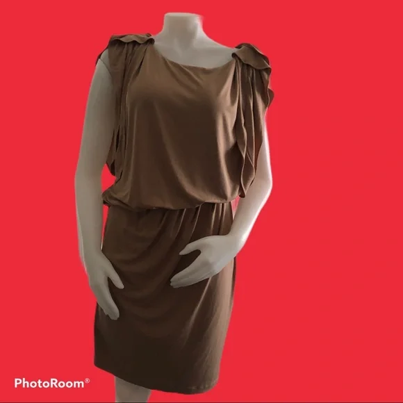 Vince Camuto | Dresses | Vince Camuto Taupe Brown Jersey Dress M Euc |  Poshmark